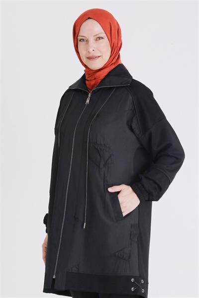 Behrem Spor Çizgili Modern Tasarım Kap Siyah OTW25140