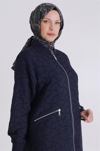Behrem Tesettür Büyük Beden Spor Şık Kapitone Ferace Lacivert OTW2821