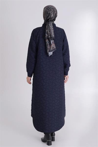 Behrem Tesettür Büyük Beden Spor Şık Kapitone Ferace Lacivert OTW2821