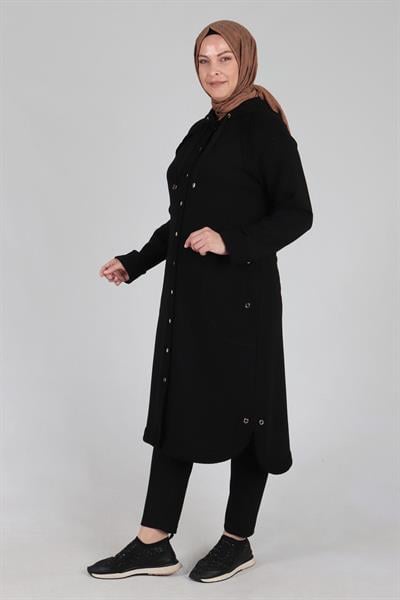 Behrem Üç İplik Büyük Beden Kap Siyah OTW25074