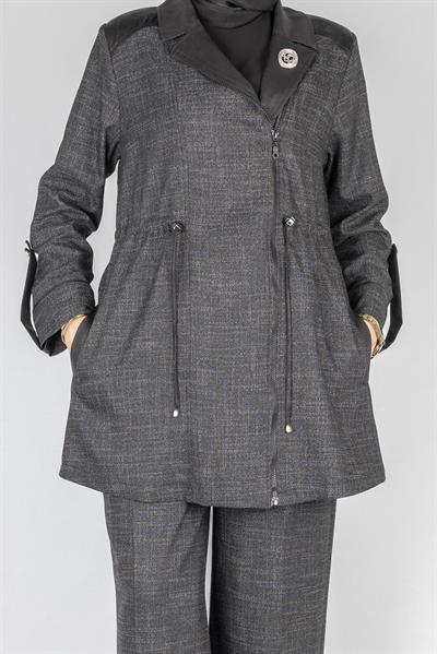 Bel Bağcıklı Pantolonlu Takım Siyah OTW45816