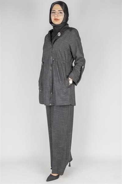 Bel Bağcıklı Pantolonlu Takım Siyah OTW45816