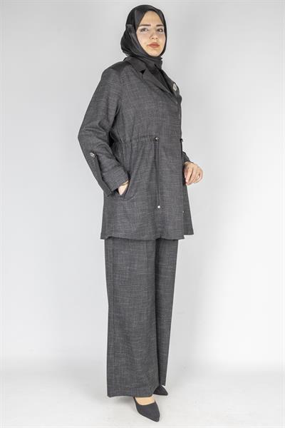 Bel Bağcıklı Pantolonlu Takım Siyah OTW45816