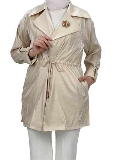 Belden Bağlamalı Ceket Bej OTW1103