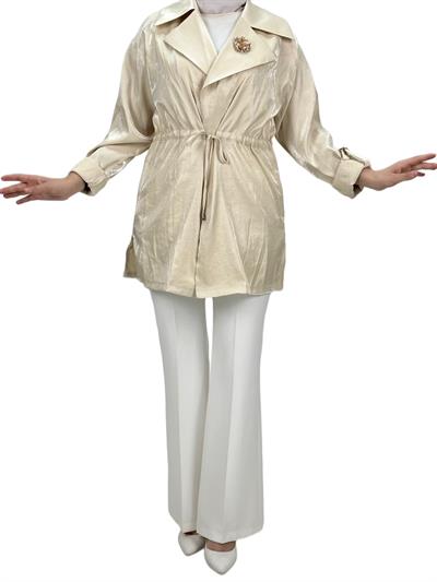 Belden Bağlamalı Ceket Bej OTW1103