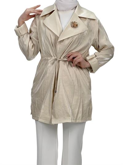 Belden Bağlamalı Ceket Bej OTW1103