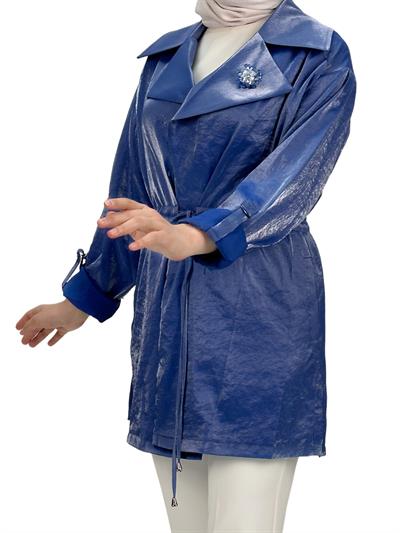 Belden Bağlamalı Ceket Lacivert OTW1103