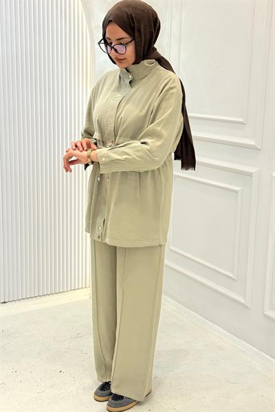 Beli Bağlamalı Pantolonlu Takım Çağla OTW73071