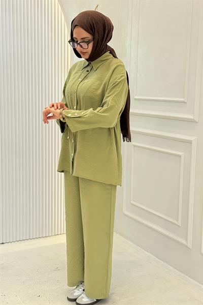 Beli Bağlamalı Pantolonlu Takım Yeşil OTW74019