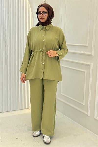 Beli Bağlamalı Pantolonlu Takım Yeşil OTW74019