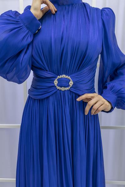 BELİ KEMER DETAYLI ABİYE ELBİSE Saks OTW9060