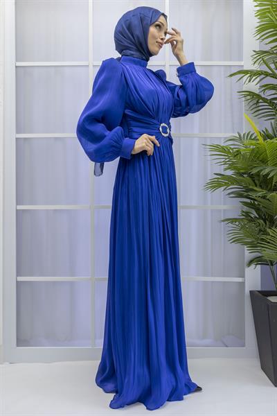 BELİ KEMER DETAYLI ABİYE ELBİSE Saks OTW9060