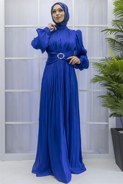 BELİ KEMER DETAYLI ABİYE ELBİSE Saks OTW9060