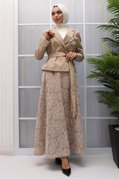 BLAZER CEKETLİ ETEKLİ TAKIM Bej OTW44825