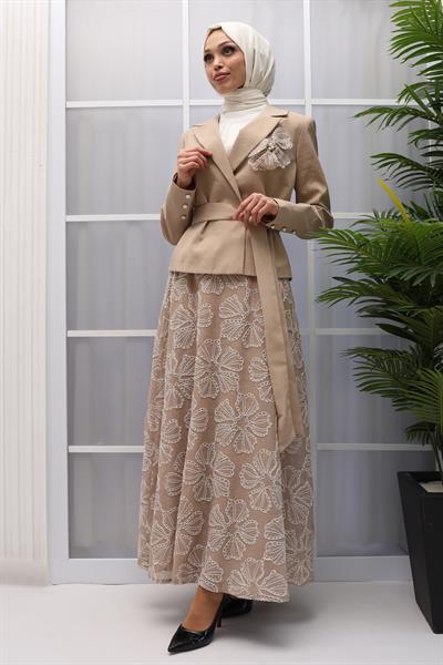 BLAZER CEKETLİ ETEKLİ TAKIM Bej OTW44825