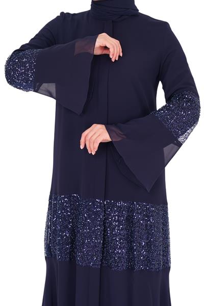 Boncuk Detaylı Ferace Lacivert OTW163