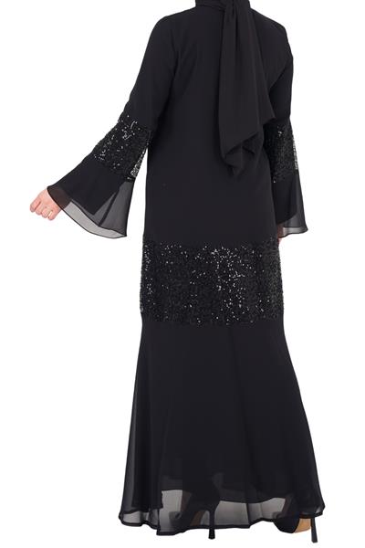 Boncuk Detaylı Ferace Siyah OTW163