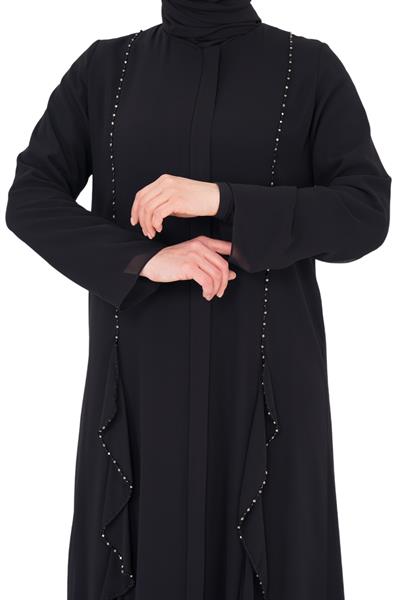 Boncuk İşlemeli Ferace Siyah OTW156