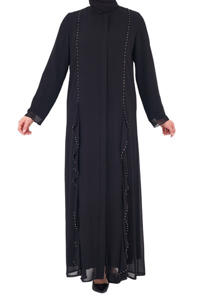 Boncuk İşlemeli Ferace Siyah OTW156