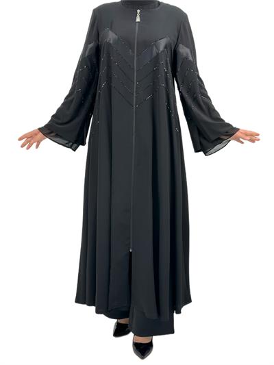 Boncuk İşlemeli Ferace Siyah OTW36159