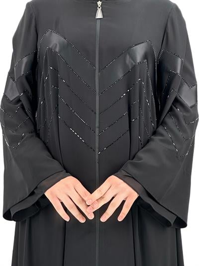 Boncuk İşlemeli Ferace Siyah OTW36159