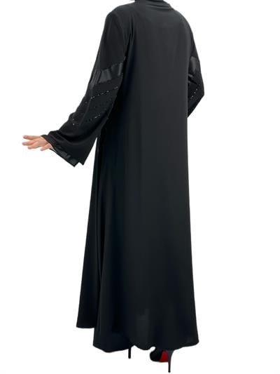 Boncuk İşlemeli Ferace Siyah OTW36159