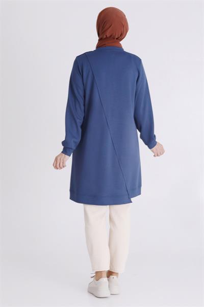Boncuk ve Pul Detaylı Tunik İndigo OTW2058