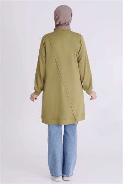 Boncuk ve Pul Detaylı Tunik Olive OTW2058