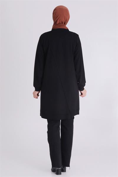 Boncuk ve Pul Detaylı Tunik Siyah OTW2058