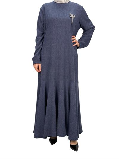 Burgu Volan Elbise Lacivert OTW2104