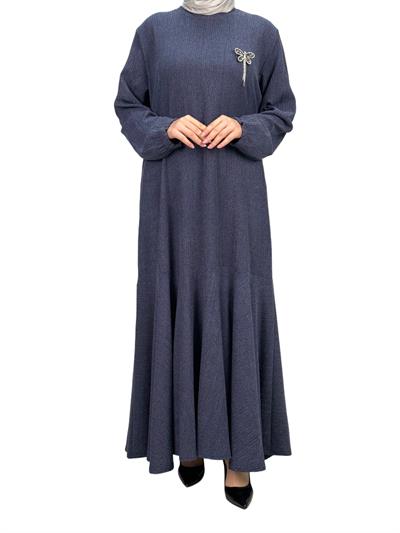 Burgu Volan Elbise Lacivert OTW2104