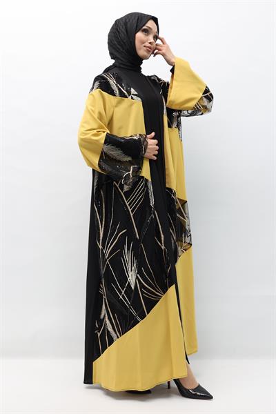 Büyük Beden Abaya Sarı OTW133