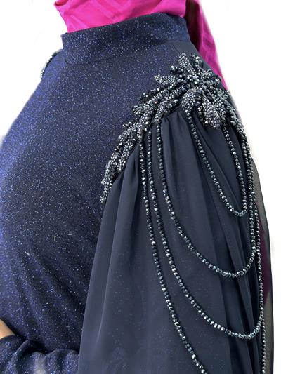 Büyük Beden Abiye Elbise Lacivert OTW4624