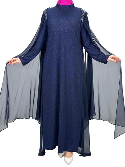 Büyük Beden Abiye Elbise Lacivert OTW4624