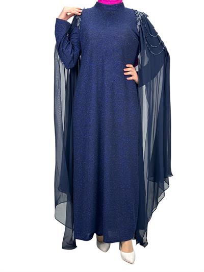 Büyük Beden Abiye Elbise Lacivert OTW4624