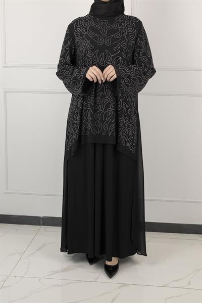 BÜYÜK BEDEN ABİYE ELBİSE Siyah OTW1355