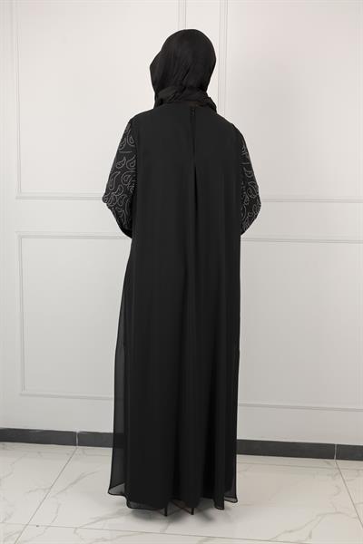 BÜYÜK BEDEN ABİYE ELBİSE Siyah OTW1355