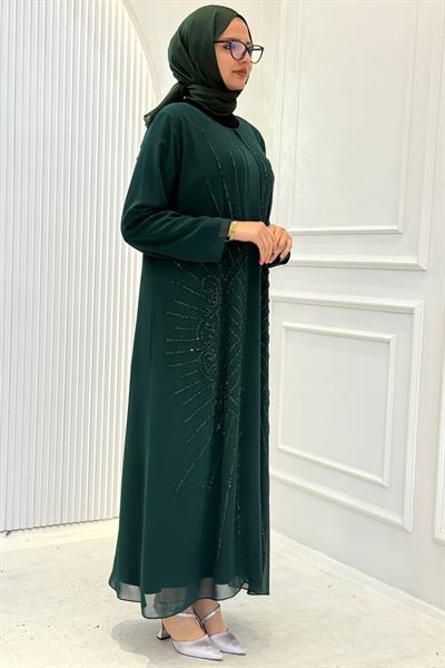 Büyük Beden Abiye Elbise Yeşil OTW2616