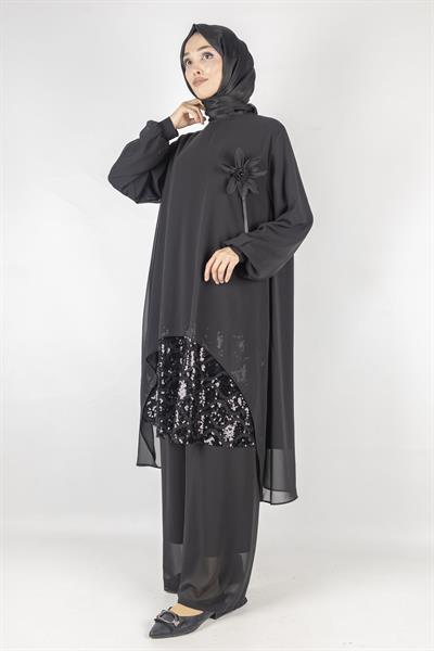 Büyük Beden Abiye Takım Siyah OTW486