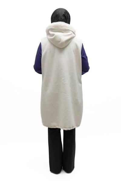 Büyük Beden Angora Yelek Ekru OTW6129