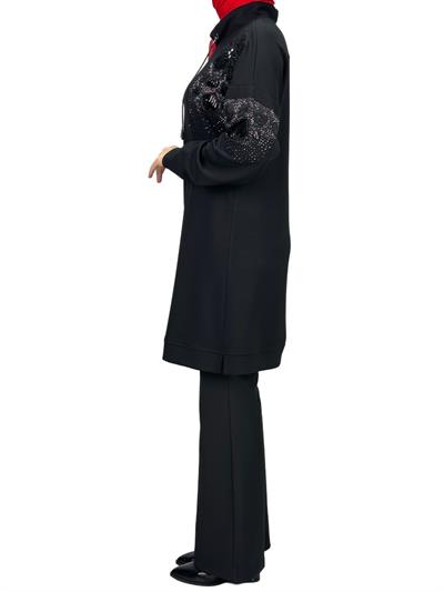 Büyük Beden Aplik Nakışlı Tunik Siyah OTW2128