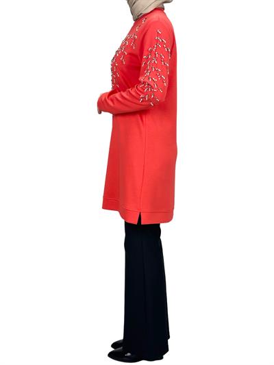 Büyük Beden Bahar Dalı Tunik Nar Çiçeği OTW2124