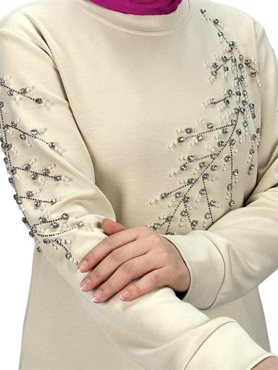 Büyük Beden Bahar Dalı Tunik Taş OTW2124