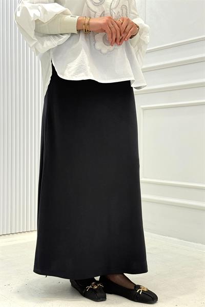 Büyük Beden Basic Düz Kesim Tensel Etek Antrasit OTW2767