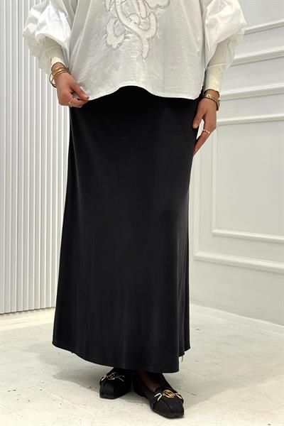 Büyük Beden Basic Düz Kesim Tensel Etek Antrasit OTW2767