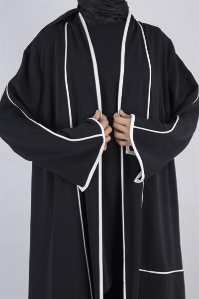 Büyük Beden Biyeli İçlik Ve Kimono Takım Siyah OTW1023