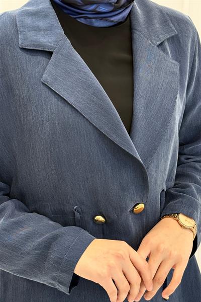 Büyük Beden Blazer Ceketli Pantolon Takım Lacivert OTW1034