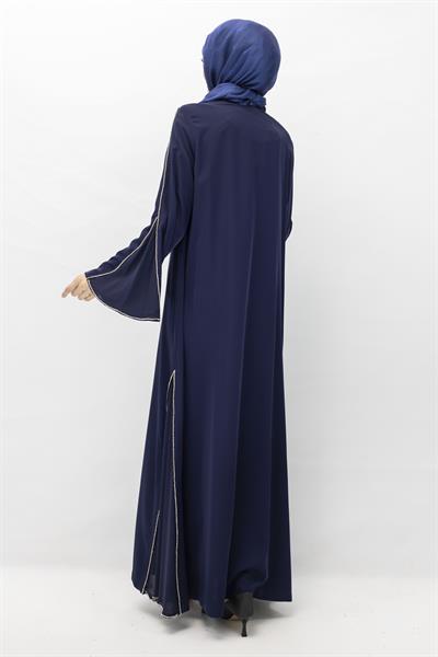 Büyük Beden Broşlu Ferace Lacivert OTW36184