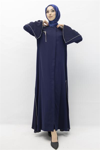 Büyük Beden Broşlu Ferace Lacivert OTW36184