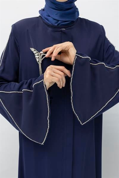 Büyük Beden Broşlu Ferace Lacivert OTW36184